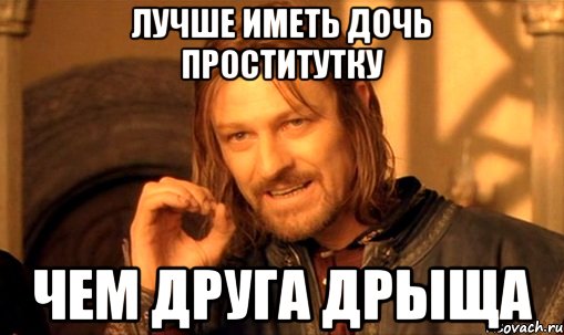 ЛУЧШЕ ИМЕТЬ ДОЧЬ ПРОСТИТУТКУ ЧЕМ ДРУГА ДРЫЩА, Мем Нельзя просто так взять и (Боромир мем)