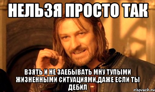 Нельзя просто так взять и не заебывать мну тупыми жизненными ситуациями,даже если ты дебил, Мем Нельзя просто так взять и (Боромир мем)