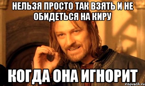 нельзя просто так взять и не обидеться на Киру когда она игнорит, Мем Нельзя просто так взять и (Боромир мем)