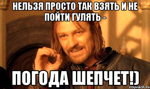 Нельзя просто так взять и не пойти гулять - погода ШЕПЧЕТ!), Мем Нельзя просто так взять и (Боромир мем)