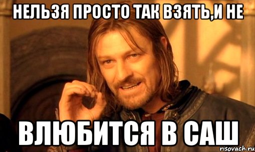 нельзя просто так взять,и не влюбится в Саш, Мем Нельзя просто так взять и (Боромир мем)