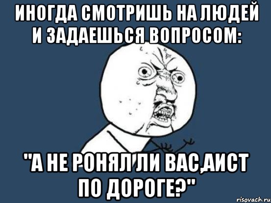 Иногда смотришь на людей и задаешься вопросом: "А не ронял ли вас,аист по дороге?", Мем Ну почему