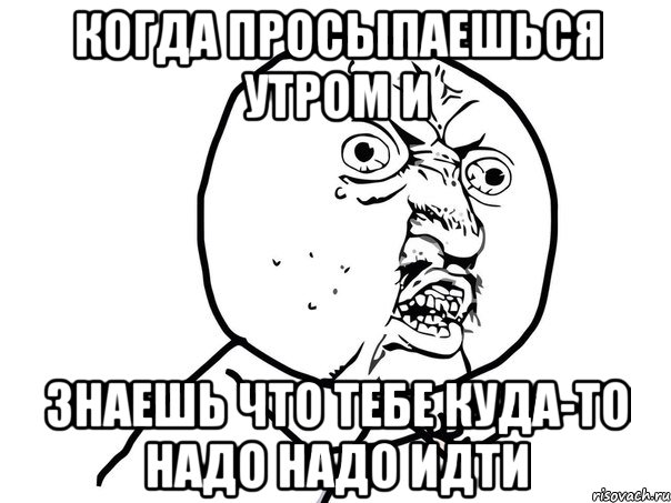 когда просыпаешься утром и знаешь что тебе куда-то надо надо идти, Мем Ну почему (белый фон)