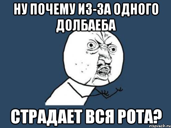 ну почему из-за одного долбаеба страдает вся рота?, Мем Ну почему