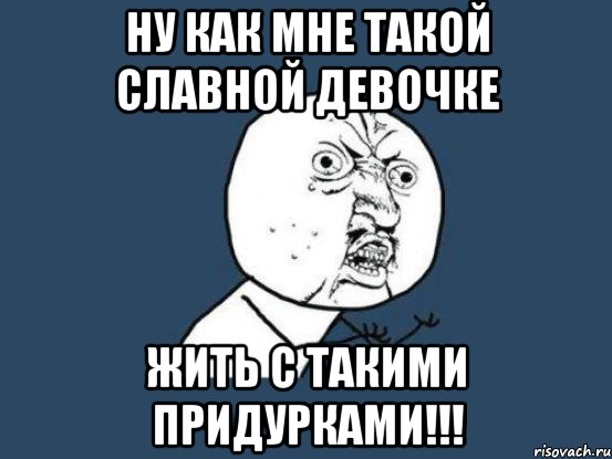 ну как мне такой славной девочке жить с такими придурками!!!, Мем Ну почему