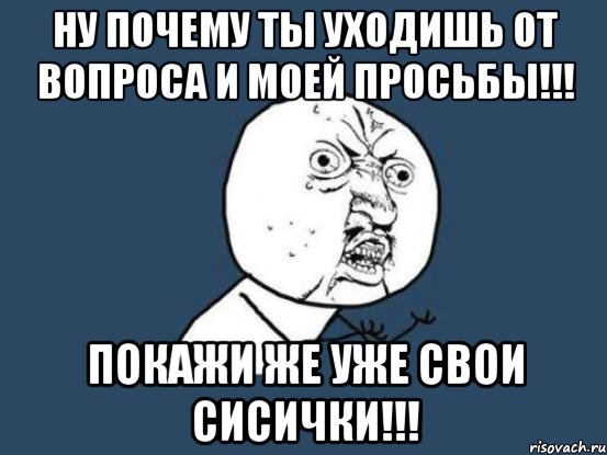 Ну почему ты уходишь от вопроса и моей просьбы!!! Покажи же уже свои сисички!!!, Мем Ну почему