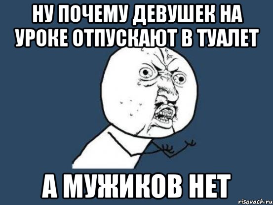 Ну почему девушек на уроке отпускают в туалет а мужиков нет, Мем Ну почему