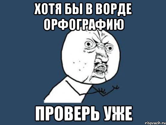 Хотя бы в Ворде орфографию проверь уже, Мем Ну почему