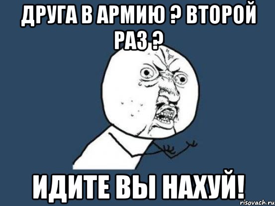 друга в армию ? второй раз ? идите вы нахуй!, Мем Ну почему