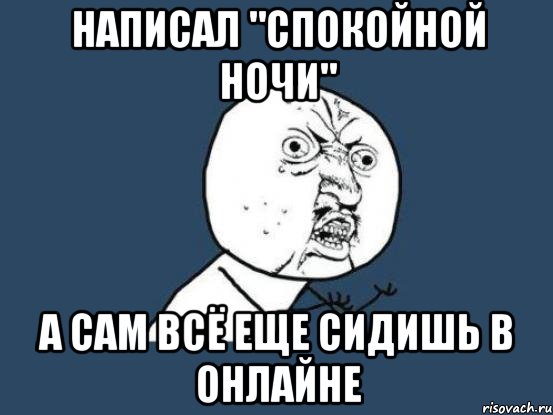 Написал "спокойной ночи" А сам всё еще сидишь в онлайне, Мем Ну почему