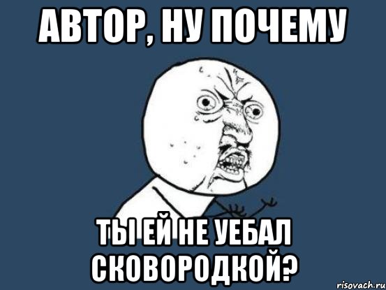 автор, ну почему ты ей не уебал сковородкой?, Мем Ну почему