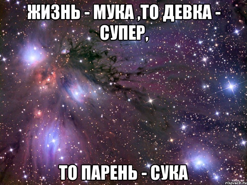 Жизнь - мука ,то девка - супер, То парень - сука, Мем Космос