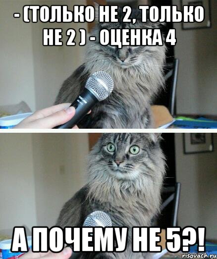 - (только не 2, только не 2 ) - Оценка 4 А почему не 5?!, Комикс  кот с микрофоном