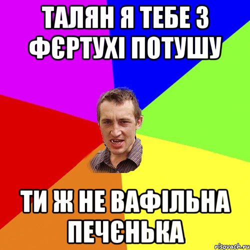 Талян я тебе з фєртухі потушу ти ж не вафільна печєнька, Мем Чоткий паца