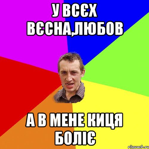 У ВСЄХ ВЄСНА,ЛЮБОВ А В МЕНЕ КИЦЯ БОЛІЄ, Мем Чоткий паца