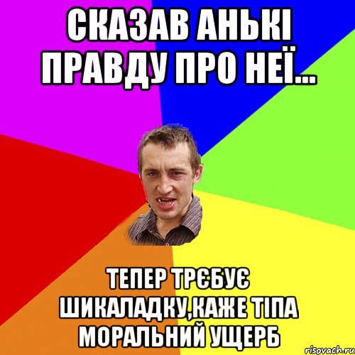 сказав анькі правду про неї... тепер трєбує шикаладку,каже тіпа моральний ущерб, Мем Чоткий паца