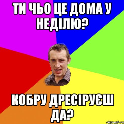 ти чьо це дома у неділю? кобру дресіруєш да?, Мем Чоткий паца