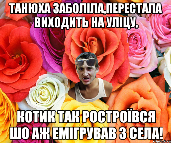 Танюха заболіла,перестала виходить на уліцу, Котик так ростроївся шо аж емігрував з села!, Мем  пацанчо