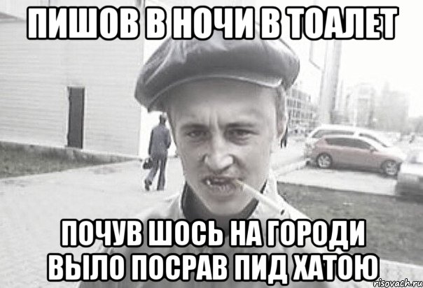 Пишов в ночи в тоалет Почув шось на городи выло Посрав пид хатою, Мем Пацанська философия