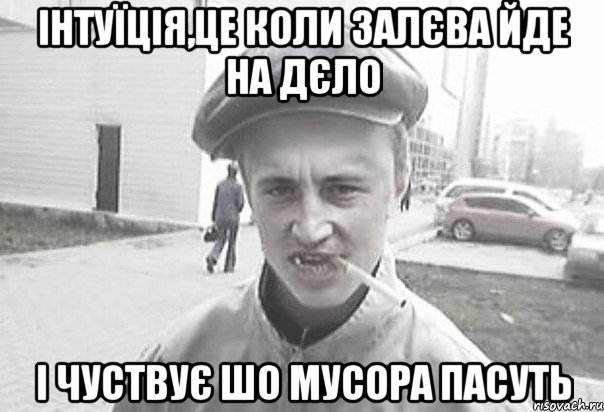 Інтуїція,це коли Залєва йде на дєло І чуствує шо мусора пасуть, Мем Пацанська философия