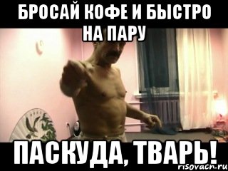 Бросай кофе и быстро на пару ПАСКУДА, ТВАРЬ!