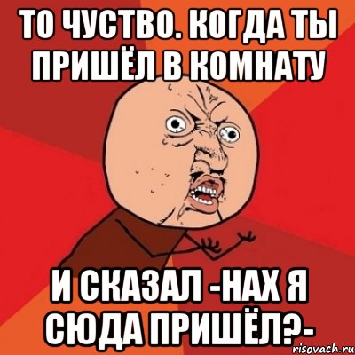 То чуство. Когда ты пришёл в комнату И сказал -НАХ Я СЮДА ПРИШЁЛ?-, Мем Почему