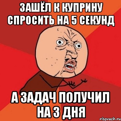 зашёл к Куприну спросить на 5 секунд а задач получил на 3 дня, Мем Почему