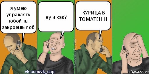 я умею управлять тобой ты закроешь лоб ну и как? КУРИЦА В ТОМАТЕ!!!!!, Комикс С кэпом (разговор по телефону)