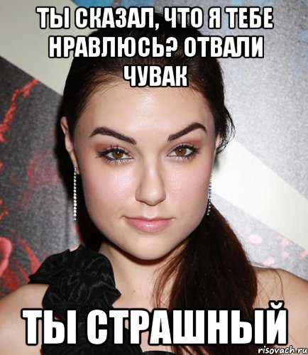 Ты сказал, что я тебе нравлюсь? Отвали чувак Ты страшный, Мем  Саша Грей улыбается