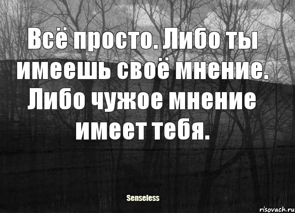 Всё просто. Либо ты имеешь своё мнение. Либо чужое мнение имеет тебя.