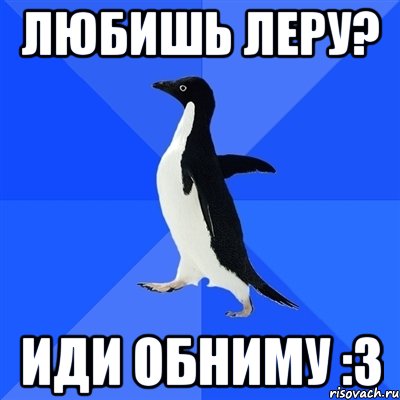 любишь леру? иди обниму :З, Мем  Социально-неуклюжий пингвин