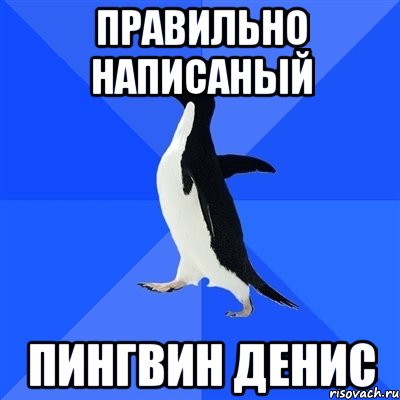 правильно написаный пингвин Денис, Мем  Социально-неуклюжий пингвин