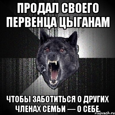 Продал своего первенца цыганам чтобы заботиться о других членах семьи — о себе., Мем Сумасшедший волк