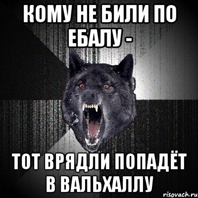 Кому не били по ебалу - тот врядли попадёт в Вальхаллу, Мем Сумасшедший волк