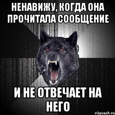 Ненавижу, когда она прочитала сообщение И не отвечает на него, Мем Сумасшедший волк