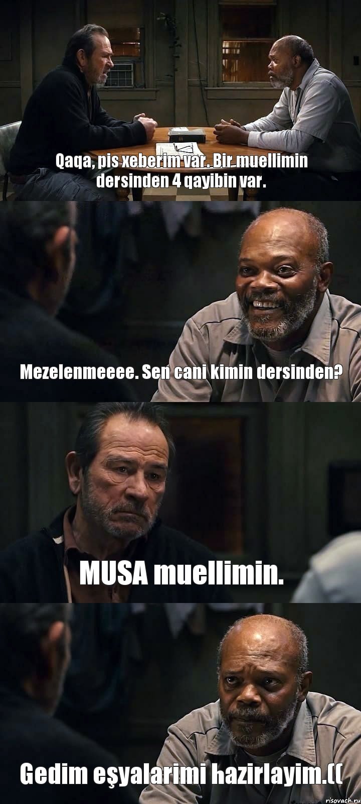 Qaqa, pis xeberim var. Bir muellimin dersinden 4 qayibin var. Mezelenmeeee. Sen cani kimin dersinden? MUSA muellimin. Gedim eşyalarimi hazirlayim.((, Комикс The Sunset Limited