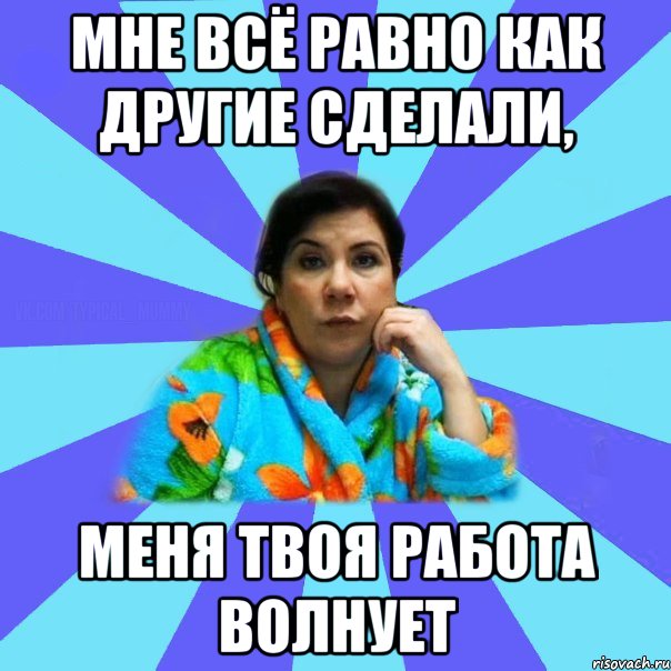 Мне всё равно как другие сделали, меня твоя работа волнует, Мем типичная мама