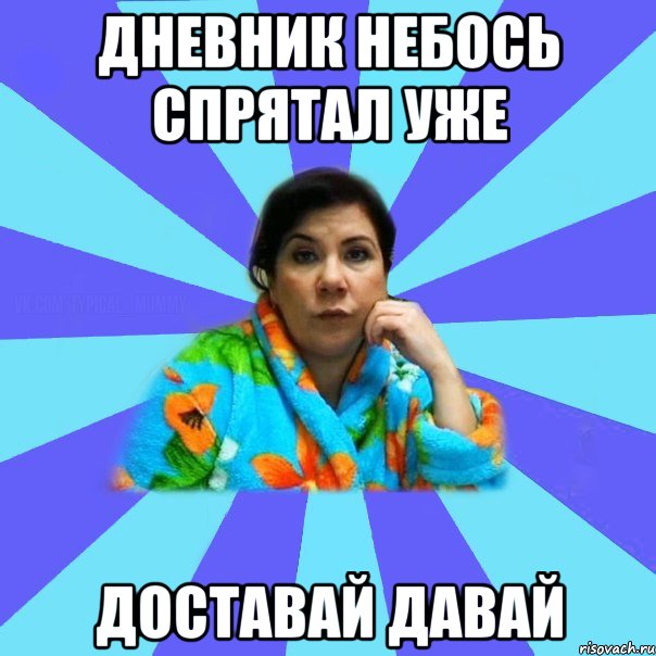 дневник небось спрятал уже доставай давай, Мем типичная мама