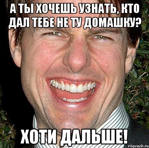 А ты хочешь узнать, кто дал тебе не ту домашку? Хоти дальше!, Мем Том Круз