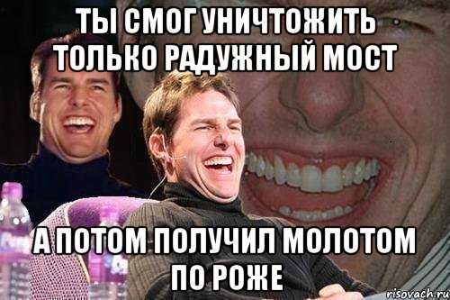 Ты смог уничтожить только радужный мост А потом получил молотом по роже, Мем том круз