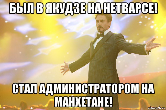 Был в Якудзе на Нетварсе! Стал Администратором на Манхетане!, Мем Тони Старк (Роберт Дауни младший)