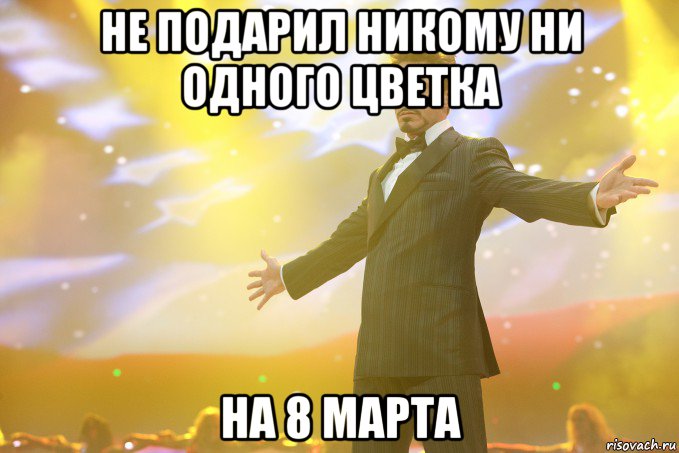 Не подарил никому ни одного цветка на 8 марта, Мем Тони Старк (Роберт Дауни младший)