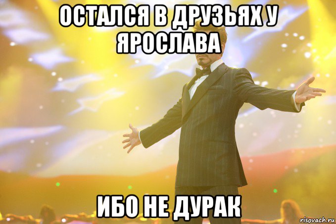 Остался в друзьях у Ярослава Ибо не дурак, Мем Тони Старк (Роберт Дауни младший)