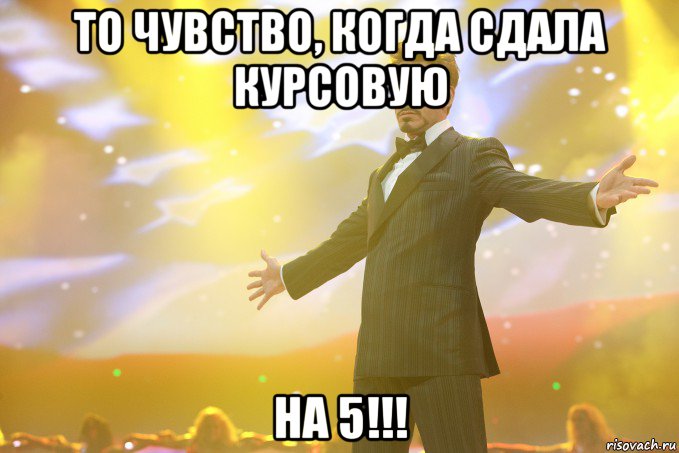 ТО ЧУВСТВО, КОГДА СДАЛА КУРСОВУЮ НА 5!!!, Мем Тони Старк (Роберт Дауни младший)