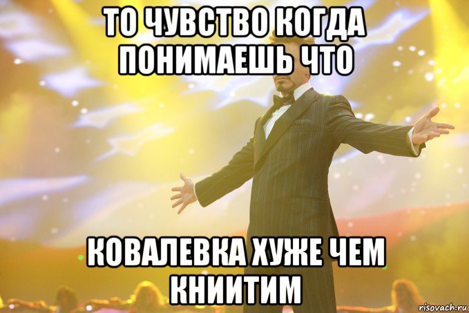 то чувство когда понимаешь что Ковалевка хуже чем книитим, Мем Тони Старк (Роберт Дауни младший)