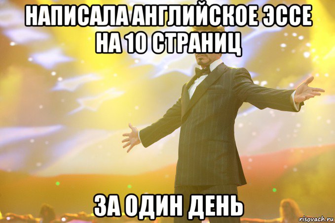 написала английское эссе на 10 страниц за один день, Мем Тони Старк (Роберт Дауни младший)