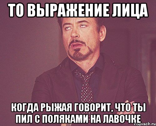 То выражение лица когда рыжая говорит, что ты пил с поляками на лавочке, Мем твое выражение лица