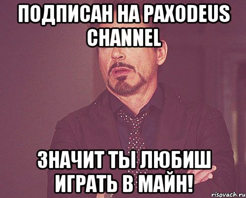 Подписан на Paxodeus Channel Значит ты любиш играть в майн!, Мем твое выражение лица