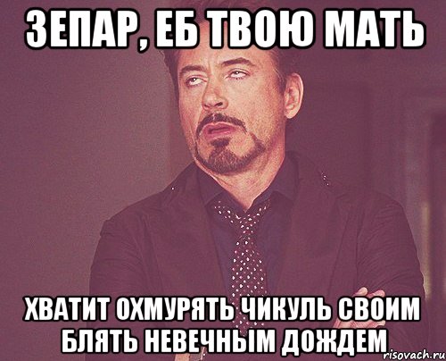 Зепар, еб твою мать Хватит охмурять чикуль своим блять невечным дождем, Мем твое выражение лица