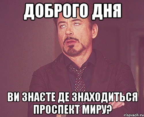 Доброго дня Ви знаєте де знаходиться проспект Миру?, Мем твое выражение лица